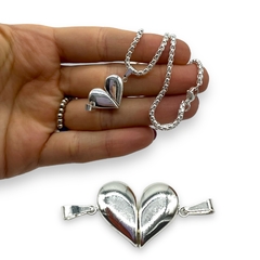 6235-PL Dije Amistad - Corazon Imantado Acero Blanco (SIN CADENA)