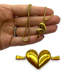 6235-DO Dije Amistad - Corazon Imantado Acero Dorado (SIN CADENA) - Stal Joyas