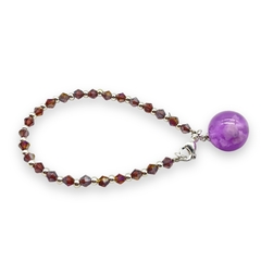 Pulsera Cristal de Roca "Cielo" Violeta - Variedad de Colores Brilla Oscuridad Acero Blanco