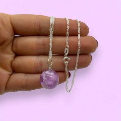 Conjunto ( 45 cm) "Cielo" - Color Violeta Nubes Encapsuladas y Brilla Oscuridad Plata 925