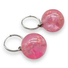 Aros Argollas "Cielo" - Variedad de Colores (13 mm) Nubes Encapsuladas y Brilla Oscuridad Plata 925