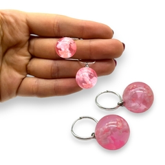 Aros Argollas "Cielo" - Variedad de Colores (13 mm) Nubes Encapsuladas y Brilla Oscuridad Plata 925 en internet