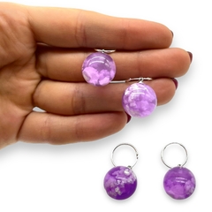 Aros Argollas "Cielo" - Variedad de Colores (13 mm) Nubes Encapsuladas y Brilla Oscuridad Plata 925 - Stal Joyas