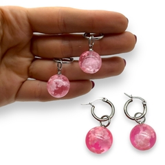 Aros Argollas "Cielo" - Variedad de colores (15 mm) -Nubes Encapsuladas y Brilla Oscuridad Acero Quirúrgico - Stal Joyas