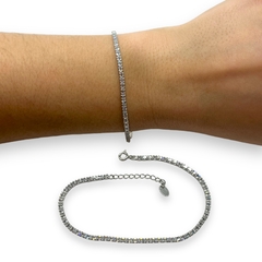 3.9 gr Pulsera Premium Cubics Blancas Plata Italiana