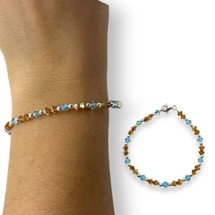 SWA-26 Pulsera Piedras Celeste y Ambar Edición Limitada Plata Italiana - comprar online