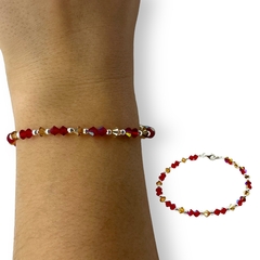 SWA-26 Pulsera Piedras Rojas y Ambar Edición Limitada Plata Italiana - Stal Joyas