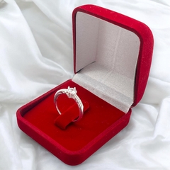 2.2 gr Anillo Ideal Compromiso Cubics Blancos Plata Italiana (Sin Estuche)