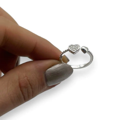 2.3 gr Anillo Doble Corazon Cubics Blancos Plata Italiana (Sin Estuche) - comprar online
