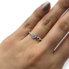 2.3 gr Anillo Doble Corazon Cubics Blancos Plata Italiana (Sin Estuche) en internet