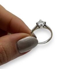2.3 gr Anillo Ideal Compromiso Cubics Blancos Plata Italiana - tienda online