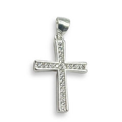 2.3 gr Dije Cruz con Cubics Blancos Plata Italiana - comprar online