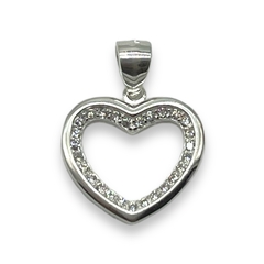 2.1 gr Dije Corazon con Cubics Blancos Plata Italiana (Sin Estuche) - comprar online