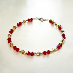 SWA-26 Pulsera Piedras Rojas y Ambar Edición Limitada Plata Italiana