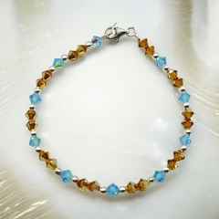 SWA-26 Pulsera Piedras Celeste y Ambar Edición Limitada Plata Italiana