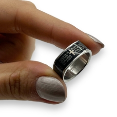 CAR-238 Anillo Padre Nuestro Esmaltado Negro Acero Quirúrgico en internet