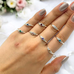 ART-164 Anillo Tres Piedras - Variedad de Colores Plata 925 - comprar online
