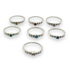 ART-163 Anillo Siete Piedras - Variedad de Colores Plata 925 en internet
