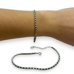 4.2 gr Pulsera Premium Cubics Verde Esmeralda Plata Italiana