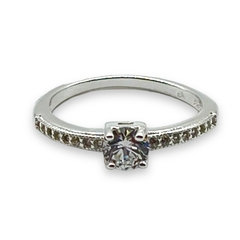 2.00 gr Anillo Ideal Compromiso Cubics Blancos Plata Italiana en internet