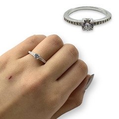 2.00 gr Anillo Ideal Compromiso Cubics Blancos Plata Italiana - comprar online