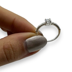 2.00 gr Anillo Ideal Compromiso Cubics Blancos Plata Italiana - Stal Joyas