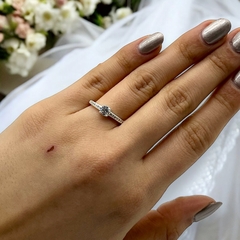 2.00 gr Anillo Ideal Compromiso Cubics Blancos Plata Italiana