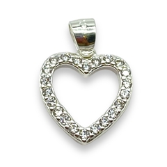 1.9 gr Dije Corazon con Cubics Blancos Plata Italiana