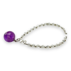Pulsera Cristal de Roca "Cielo" Violeta - Variedad de Colores Brilla Oscuridad Acero Blanco en internet