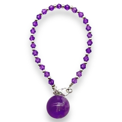 Imagen de Pulsera Cristal de Roca "Cielo" Violeta - Variedad de Colores Brilla Oscuridad Acero Blanco
