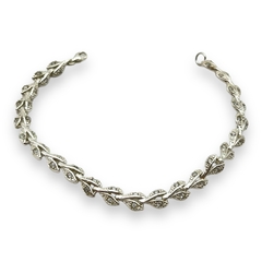 ART-167 Pulsera Premium Hojitas con Cubic (18 cm) Plata 925 - tienda online