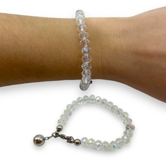 PU-SWA Pulsera con Piedras Blanco Acero Quirúrgico