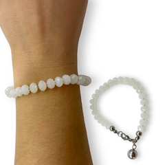 PU-SWA Pulsera con Piedras Blanco Opal Acero Quirúrgico