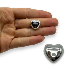 6236-2 Dije Corazon Inflado Premium Acero Blanco