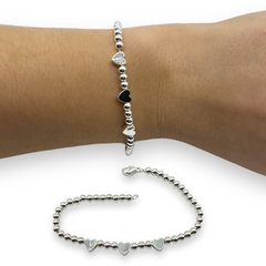 8851-PL Pulsera Finita Corazones Acero Blanco