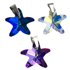 6240-2 Dije Cristal Estrella de Mar - Variedad de Colores Acero Blanco/Dorado