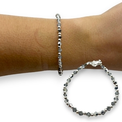 VOL-100-1 Pulseras Cristal de Roca Plateada Premium Acero Blanco - comprar online