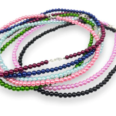 Vol-110 Collar Solo Perlas (6 mm) - Variedad de Colores Acero Blanco