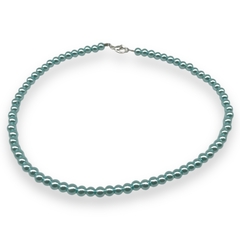 Vol-110 Collar Solo Perlas (6 mm) - Variedad de Colores Acero Blanco
