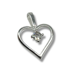 0.7 gr Dije Corazon Piedra Blanca (15 mm) Plata 925