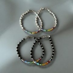 "PROMO" Pack 4 Unidades Pulseras Cristal de Roca Chakras Metal