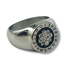 0471 Anillo San Benito Esmaltado Negro Acero Quirúrgico Premium - comprar online