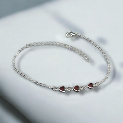 1.3 gr Pulsera Corazones Morados Plata 925