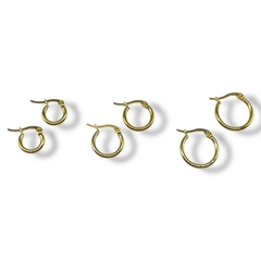 3051-DO-12-15-18 Aros Argollas - Variedad de Medidas Acero Dorado