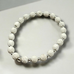 VOL-VOLCAN -2 Pulsera Piedras Volcánicas Elastizada (6 mm) - Variedad de Colores Plata 925 - Stal Joyas