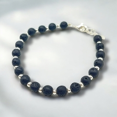 VOL-VOLCAN Pulsera "Edición Limitada" Piedras Volcánicas Negras Plata 925