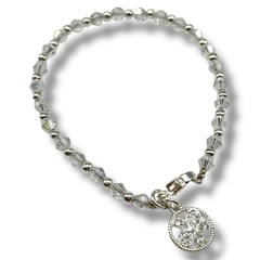 SIN-248 Pulsera "Edición Única" Cristal de Roca y Dije Moño- Últimas Unidades Acero Blanco (1 UNIDAD) - tienda online