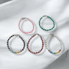 "PROMO" Pack 5 Unidades Pulseras Cristal de Roca Surtidas Metal