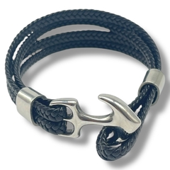 CUERO-1/30 Pulsera Cuero "Ancla Marinera" Cierre Imantado