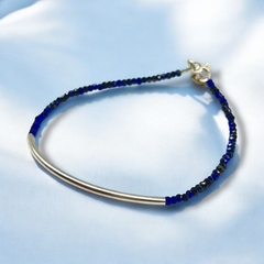 CRI-592 Pulsera Piedras Azules y Negras - Últimas Unidades Plata 925